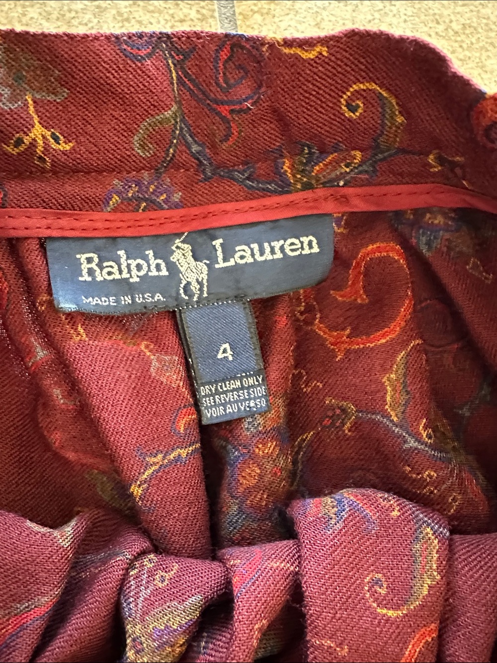 Ralph Lauren blue label paisley skirt vintage 90s A-line pleated size 4 small - Picture 3 of 6